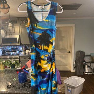 Beautiful ankle length Hawaiian print wrap dress